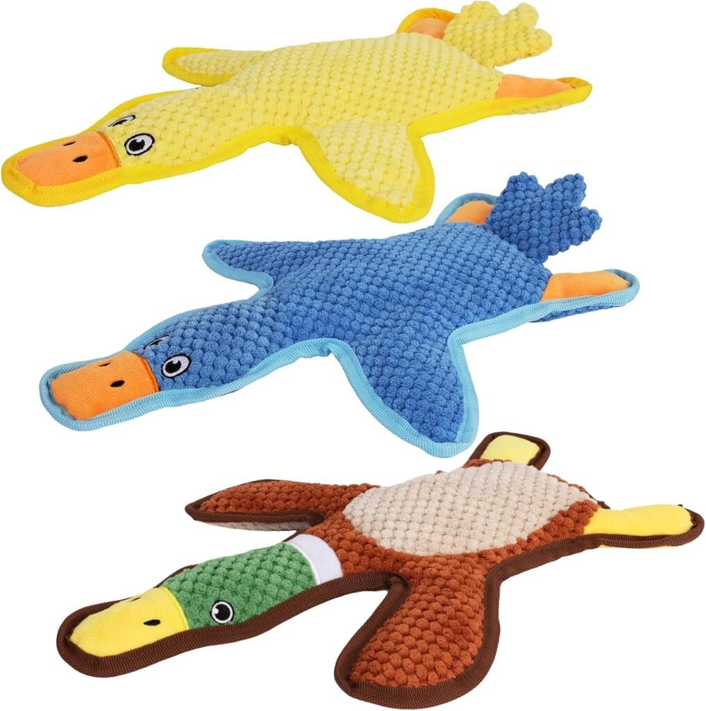 Cute Duck Shapes Puppy Dog Toys Squeaky Crinkle Interactive
